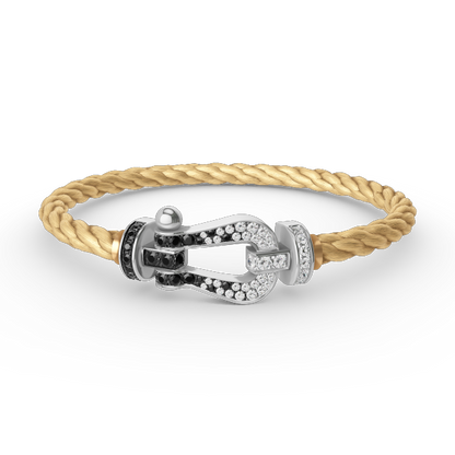 [⭐moonlume]FORCE LARGE HORSESHOE BLACK WHITE DIAMOND BRACELET SILVER