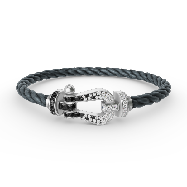 [⭐moonlume]FORCE LARGE HORSESHOE BLACK WHITE DIAMOND BRACELET SILVER