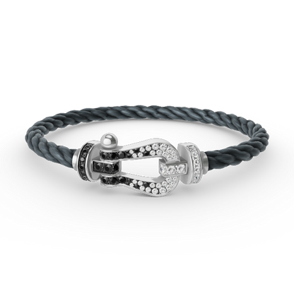 [⭐moonlume]FORCE LARGE HORSESHOE BLACK WHITE DIAMOND BRACELET SILVER