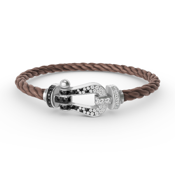 [⭐moonlume]FORCE LARGE HORSESHOE BLACK WHITE DIAMOND BRACELET SILVER