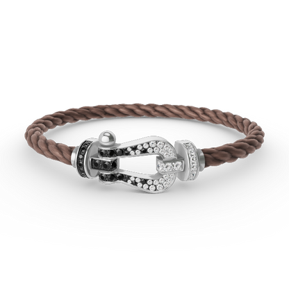 [⭐moonlume]FORCE LARGE HORSESHOE BLACK WHITE DIAMOND BRACELET SILVER