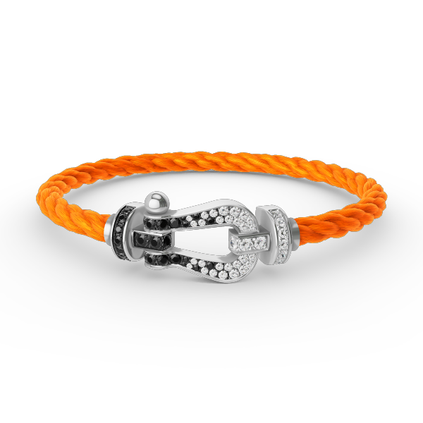 [⭐moonlume]FORCE LARGE HORSESHOE BLACK WHITE DIAMOND BRACELET SILVER