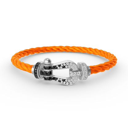 [⭐moonlume]FORCE LARGE HORSESHOE BLACK WHITE DIAMOND BRACELET SILVER