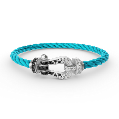 [⭐moonlume]FORCE LARGE HORSESHOE BLACK WHITE DIAMOND BRACELET SILVER