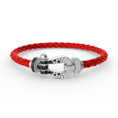 [⭐moonlume]FORCE LARGE HORSESHOE BLACK WHITE DIAMOND BRACELET SILVER