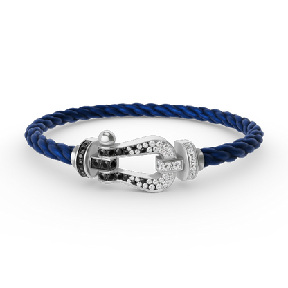 [⭐moonlume]FORCE LARGE HORSESHOE BLACK WHITE DIAMOND BRACELET SILVER