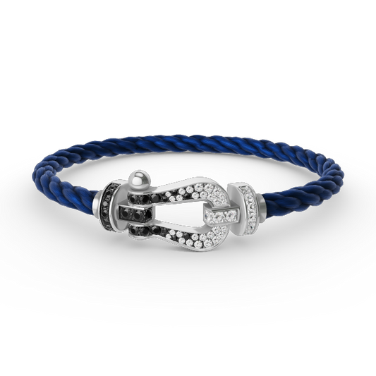 [⭐moonlume]FORCE LARGE HORSESHOE BLACK WHITE DIAMOND BRACELET SILVER