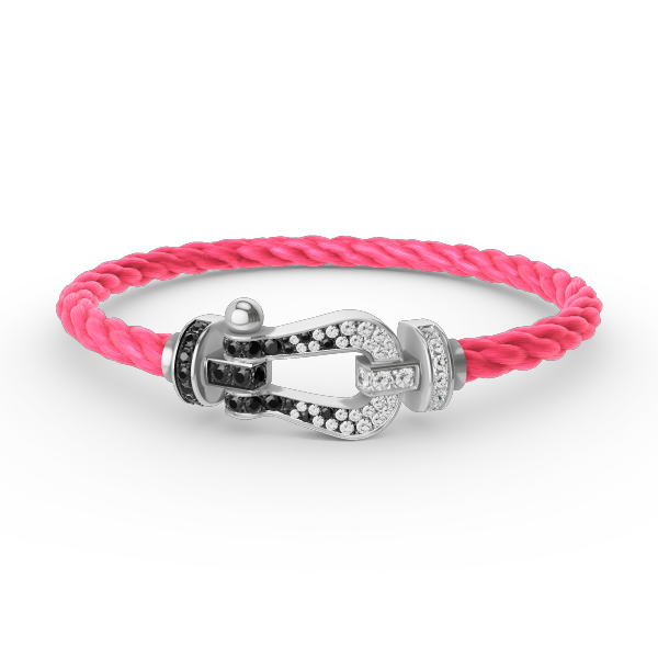 [⭐moonlume]FORCE LARGE HORSESHOE BLACK WHITE DIAMOND BRACELET SILVER