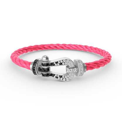 [⭐moonlume]FORCE LARGE HORSESHOE BLACK WHITE DIAMOND BRACELET SILVER