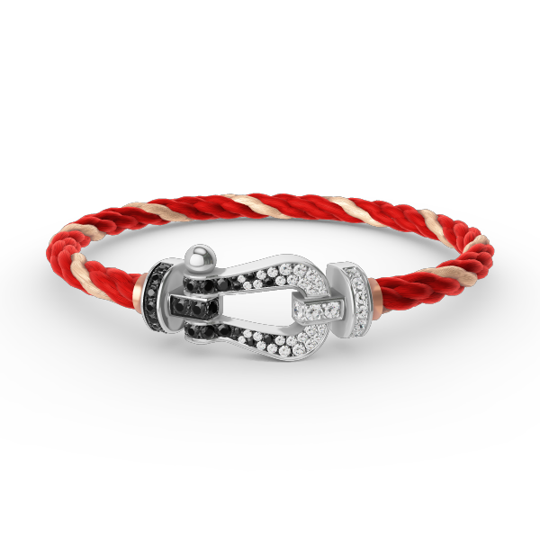 [⭐moonlume]FORCE LARGE HORSESHOE BLACK WHITE DIAMOND BRACELET SILVER