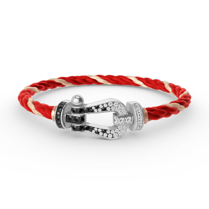 [⭐moonlume]FORCE LARGE HORSESHOE BLACK WHITE DIAMOND BRACELET SILVER