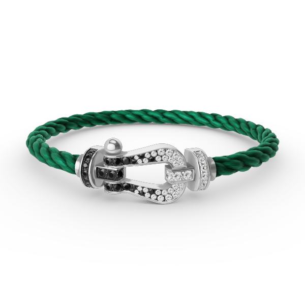 [⭐moonlume]FORCE LARGE HORSESHOE BLACK WHITE DIAMOND BRACELET SILVER