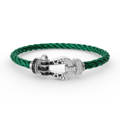 [⭐moonlume]FORCE LARGE HORSESHOE BLACK WHITE DIAMOND BRACELET SILVER