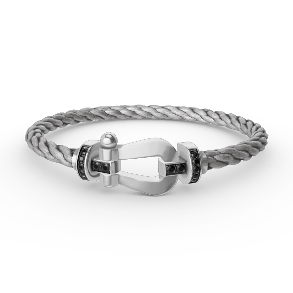 [⭐moonlume]FORCE LARGE HORSESHOE BLACK DIAMOND BRACELET SILVER