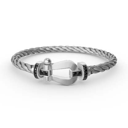 [⭐moonlume]FORCE LARGE HORSESHOE BLACK DIAMOND BRACELET SILVER