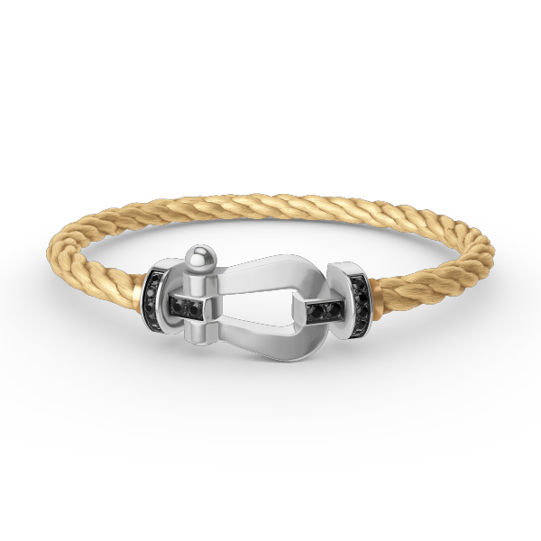 [⭐moonlume]FORCE LARGE HORSESHOE BLACK DIAMOND BRACELET SILVER
