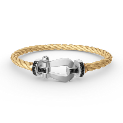 [⭐moonlume]FORCE LARGE HORSESHOE BLACK DIAMOND BRACELET SILVER