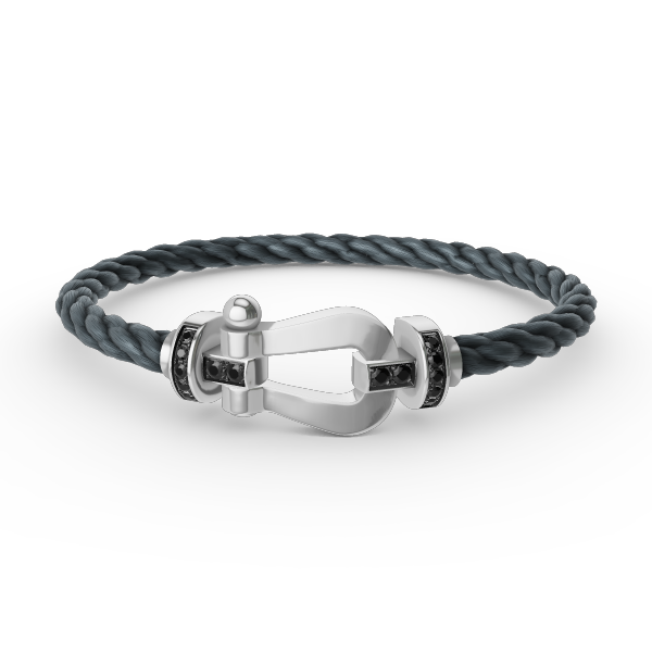 [⭐moonlume]FORCE LARGE HORSESHOE BLACK DIAMOND BRACELET SILVER