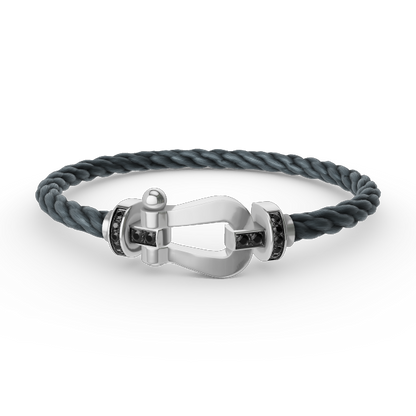 [⭐moonlume]FORCE LARGE HORSESHOE BLACK DIAMOND BRACELET SILVER