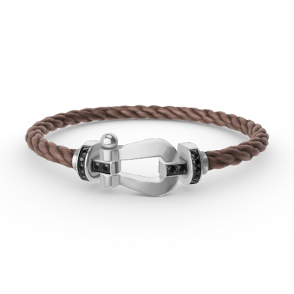 [⭐moonlume]FORCE LARGE HORSESHOE BLACK DIAMOND BRACELET SILVER