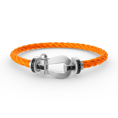 [⭐moonlume]FORCE LARGE HORSESHOE BLACK DIAMOND BRACELET SILVER
