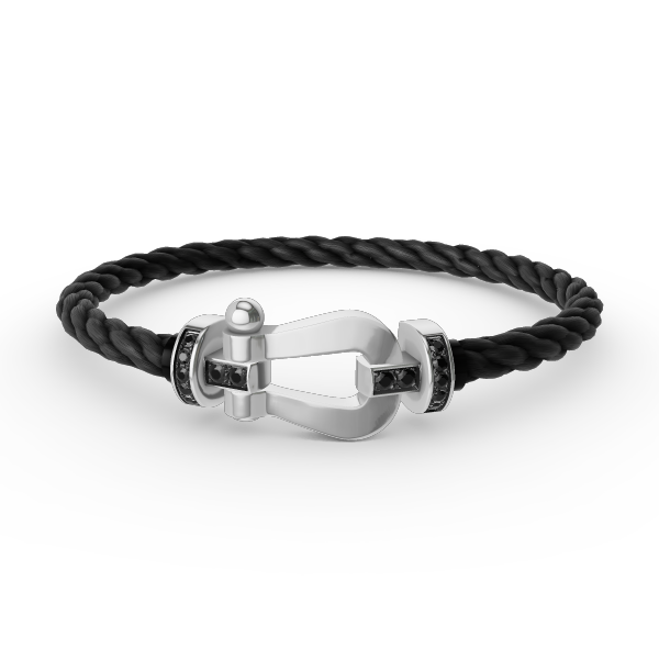[⭐moonlume]FORCE LARGE HORSESHOE BLACK DIAMOND BRACELET SILVER