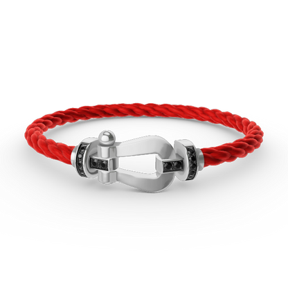 [⭐moonlume]FORCE LARGE HORSESHOE BLACK DIAMOND BRACELET SILVER