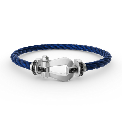 [⭐moonlume]FORCE LARGE HORSESHOE BLACK DIAMOND BRACELET SILVER