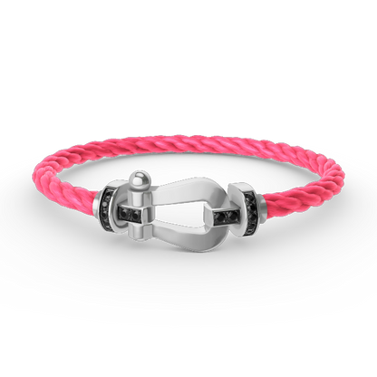 [⭐moonlume]FORCE LARGE HORSESHOE BLACK DIAMOND BRACELET SILVER