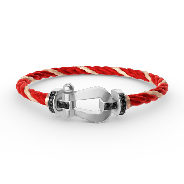[⭐moonlume]FORCE LARGE HORSESHOE BLACK DIAMOND BRACELET SILVER