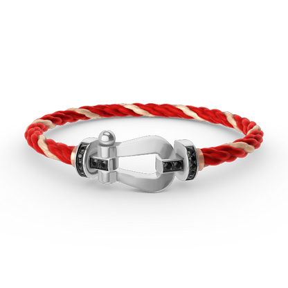 [⭐moonlume]FORCE LARGE HORSESHOE BLACK DIAMOND BRACELET SILVER