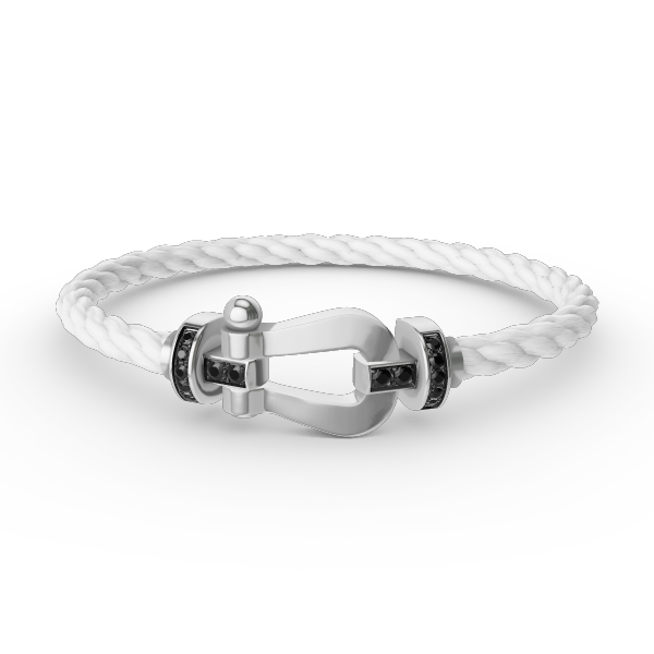 [⭐moonlume]FORCE LARGE HORSESHOE BLACK DIAMOND BRACELET SILVER