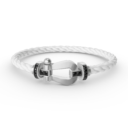 [⭐moonlume]FORCE LARGE HORSESHOE BLACK DIAMOND BRACELET SILVER