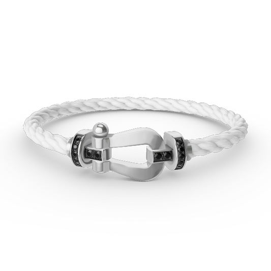 [⭐moonlume]FORCE LARGE HORSESHOE BLACK DIAMOND BRACELET SILVER