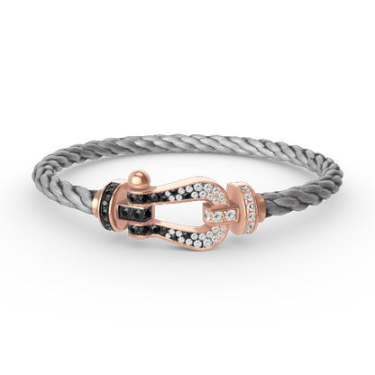 [⭐moonlume]FORCE LARGE HORSESHOE BLACK WHITE DIAMOND BRACELET ROSE GOLD