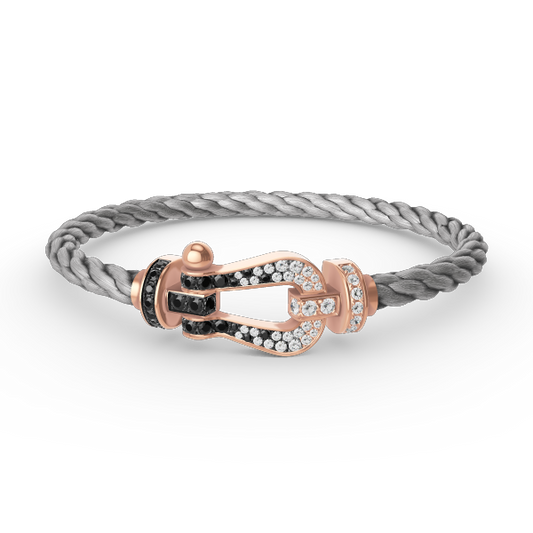 [⭐moonlume]FORCE LARGE HORSESHOE BLACK WHITE DIAMOND BRACELET ROSE GOLD