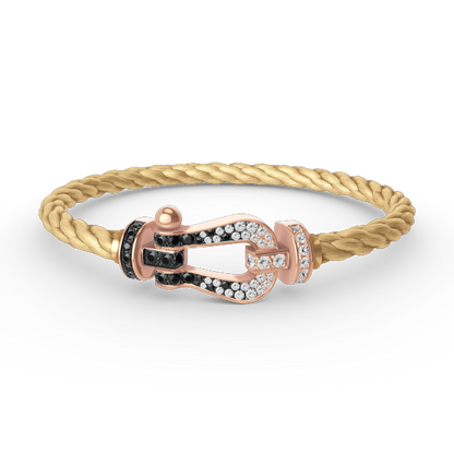 [⭐moonlume]FORCE LARGE HORSESHOE BLACK WHITE DIAMOND BRACELET ROSE GOLD