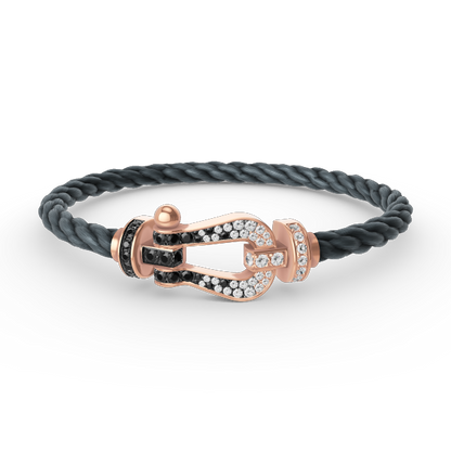 [⭐moonlume]FORCE LARGE HORSESHOE BLACK WHITE DIAMOND BRACELET ROSE GOLD