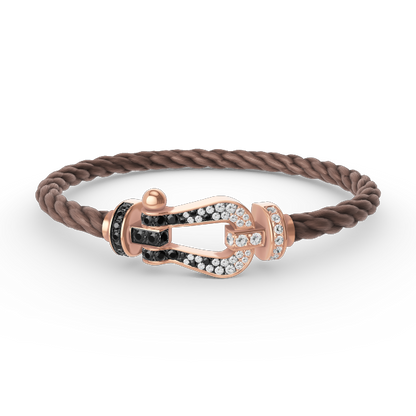 [⭐moonlume]FORCE LARGE HORSESHOE BLACK WHITE DIAMOND BRACELET ROSE GOLD