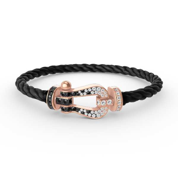 [⭐moonlume]FORCE LARGE HORSESHOE BLACK WHITE DIAMOND BRACELET ROSE GOLD