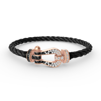 [⭐moonlume]FORCE LARGE HORSESHOE BLACK WHITE DIAMOND BRACELET ROSE GOLD