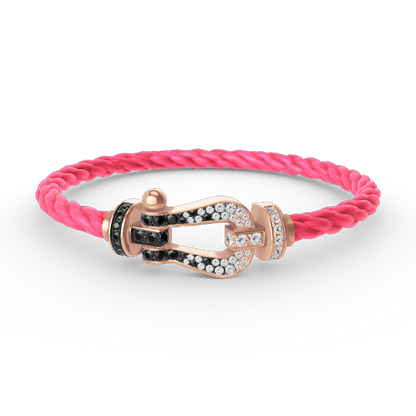 [⭐moonlume]FORCE LARGE HORSESHOE BLACK WHITE DIAMOND BRACELET ROSE GOLD