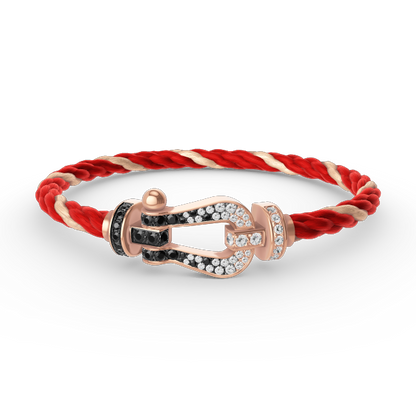 [⭐moonlume]FORCE LARGE HORSESHOE BLACK WHITE DIAMOND BRACELET ROSE GOLD