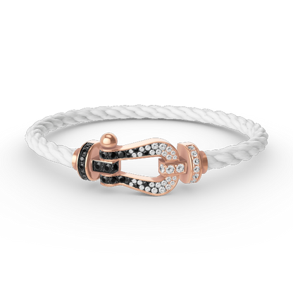 [⭐moonlume]FORCE LARGE HORSESHOE BLACK WHITE DIAMOND BRACELET ROSE GOLD