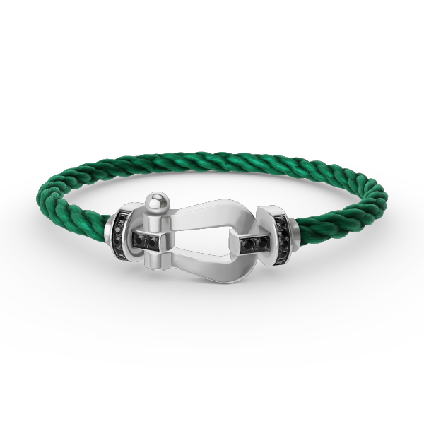 [⭐moonlume]FORCE LARGE HORSESHOE BLACK DIAMOND BRACELET SILVER