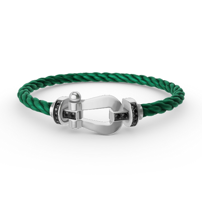 [⭐moonlume]FORCE LARGE HORSESHOE BLACK DIAMOND BRACELET SILVER