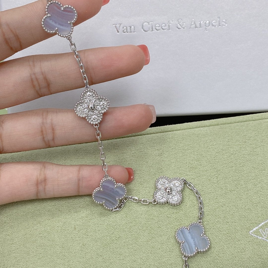 [⭐moonlume] CLOVER 5 MOTIF PURPLE CHALCEDONY BRACELET COLLECTION