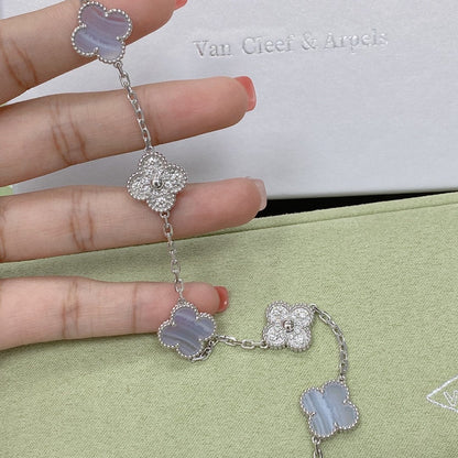[⭐moonlume] CLOVER 5 MOTIF PURPLE CHALCEDONY BRACELET COLLECTION