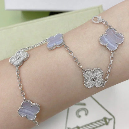 [⭐moonlume] CLOVER 5 MOTIF PURPLE CHALCEDONY BRACELET COLLECTION