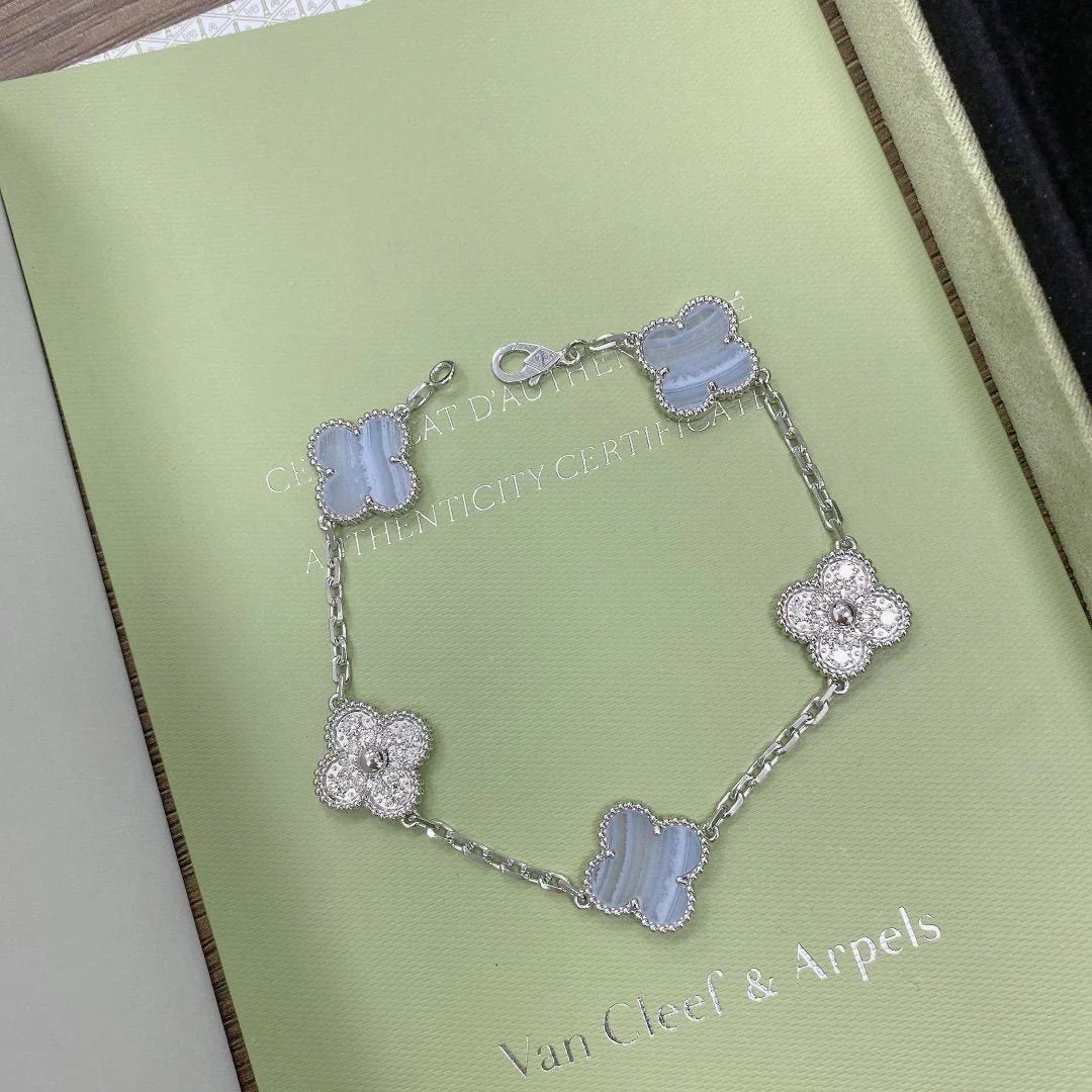 [⭐moonlume] CLOVER 5 MOTIF PURPLE CHALCEDONY BRACELET COLLECTION